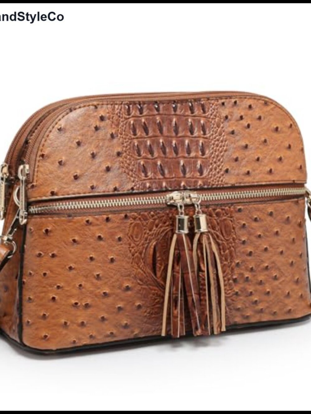 Vegan Leather Crossbody Bag Multi Pocket Tassel Zip Travel Purse